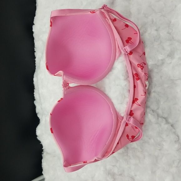 PINK Victoria's Secret Pink with Red Heart Cherries 36D T-shirt Underwire Bra - Picture 3 of 5